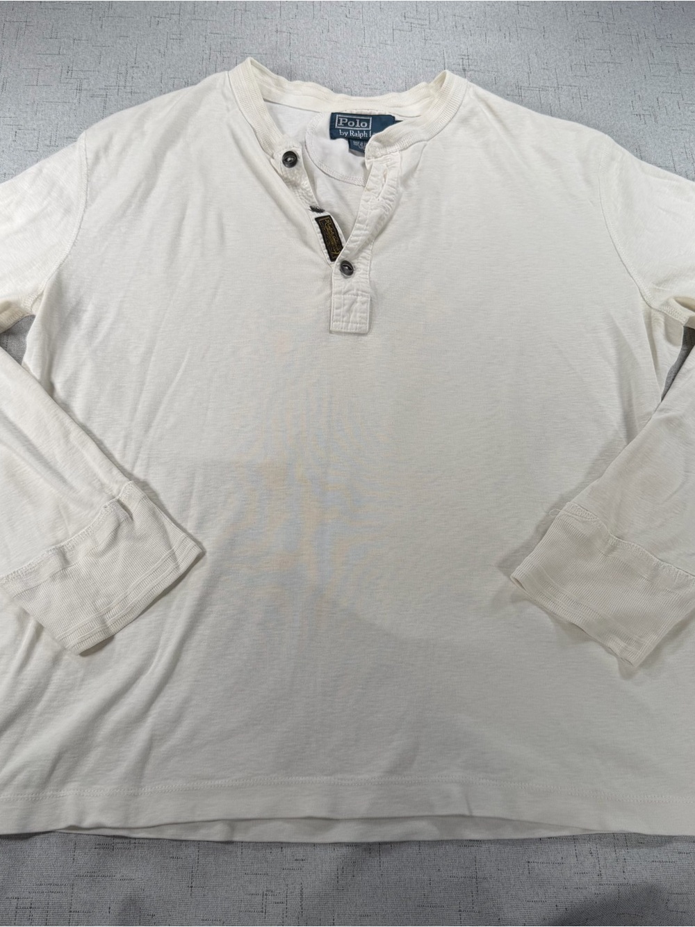 Y2K Vintage Polo by Ralph Lauren Men's White Long-Sleeve Henley